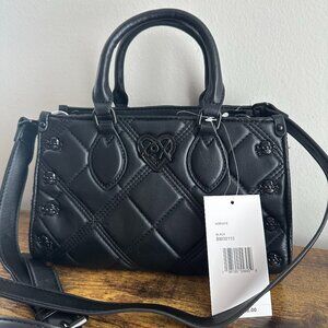 New Betsey Johnson Black Skull Bones Satchel Crossbody Bag Halloween XoX